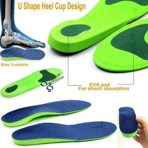 Orthotic Insoles for Arch Support Plantar Fasciitis Flat Feet Back & Heel Pain