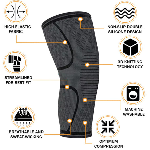 Knee Support Compression Sleeve Brace Patella Arthritis Pain Relief Gym Sports