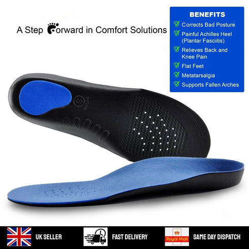 Orthotic Insoles for Arch Support Plantar Fasciitis Flat Feet Back & Heel Pain